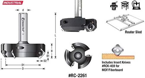 Amana Tool RC-2255-M CNC Spoilboard إدراج كربيد 3 جناح سطح التخطيط Flycutting ولوح مستوي 2-1/2 قطر × 12 مم SHK راوتر بت in Kuwait