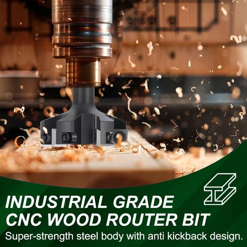 CNC Spoilboard Surfacing Router Bit 1/2'' Shank, Slab Flattening Router Bit with 2" Cutting Diameter, Planing Bit for Woodworking with 6 Carbide Inserts in Kuwait