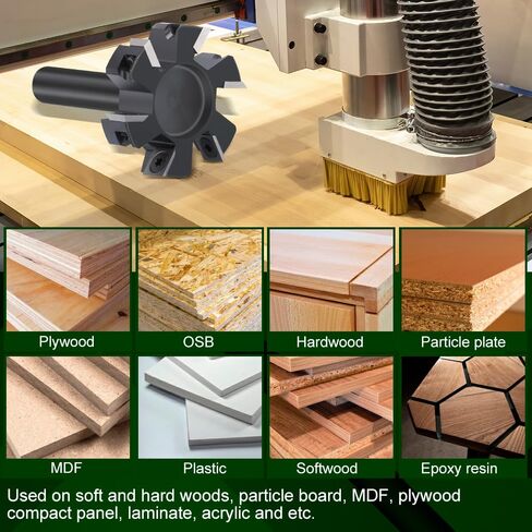 CNC Spoilboard Surfacing Router Bit 1/2'' Shank, Slab Flattening Router Bit with 2" Cutting Diameter, Planing Bit for Woodworking with 6 Carbide Inserts in Kuwait
