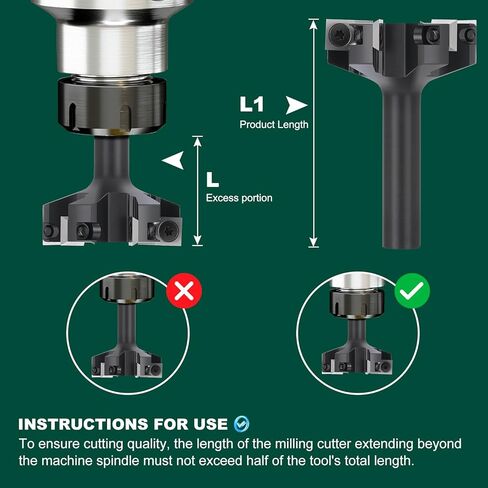 CNC Spoilboard Surfacing Router Bit 1/2'' Shank, Slab Flattening Router Bit with 2" Cutting Diameter, Planing Bit for Woodworking with 6 Carbide Inserts in Kuwait