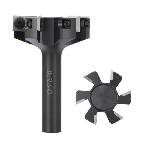 CNC Spoilboard Surfacing Router Bit 1/2'' Shank, Slab Flattening Router Bit with 2" Cutting Diameter, Planing Bit for Woodworking with 6 Carbide Inserts in Kuwait