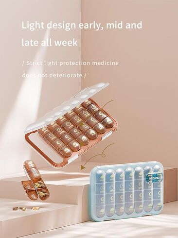 Weekly Pill Organizer, 7 Day Pill Box, Detachable Moisture-Proof Pill Case, Portable Travel Pill Container for Vitamins Fish Oil Compartments Supplements，White, 28 Compartments in Saudi Arabia