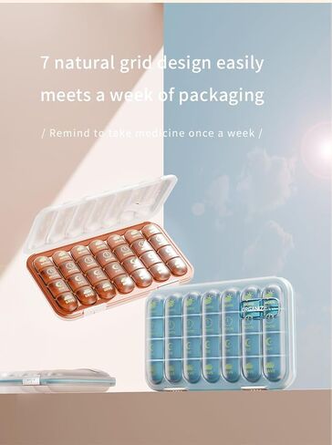 Weekly Pill Organizer, 7 Day Pill Box, Detachable Moisture-Proof Pill Case, Portable Travel Pill Container for Vitamins Fish Oil Compartments Supplements，White, 28 Compartments in Saudi Arabia