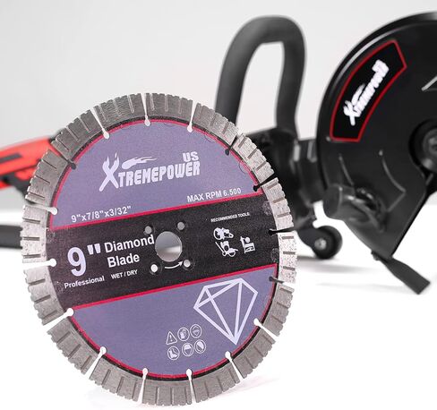 منشار دائري XtrempowerUS 9 بوصة منشار خرساني 1800 وات قاطع قرص منشار كهربائي، بكرة توجيه قاطع الطاقة (تشمل شفرة 9 بوصة)، أحمر/أسود in Kuwait