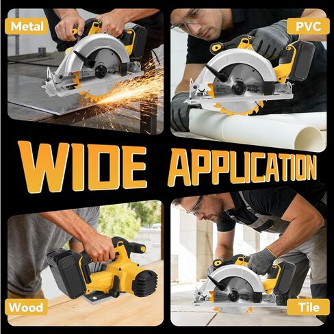 Cordless Circular Saw for Dewalt 20V Battery, 6-1/2 Inch Brushless Circular Saw, 0-45°Cutting Bevel,Max Cutting Depth 1.6" for Wood, Soft Metal, Plastic(No battery) in Kuwait
