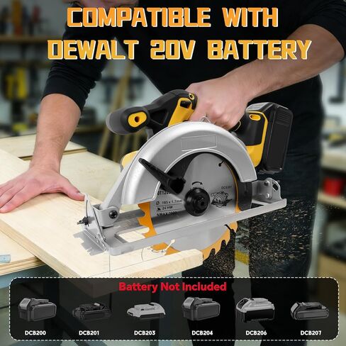 Cordless Circular Saw for Dewalt 20V Battery, 6-1/2 Inch Brushless Circular Saw, 0-45°Cutting Bevel,Max Cutting Depth 1.6" for Wood, Soft Metal, Plastic(No battery) in Kuwait