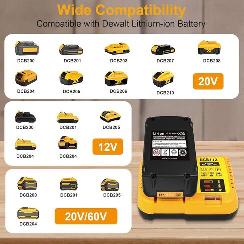 بطارية Lenoya ترقية 7.0Ah 20V مع استبدال شاحن DCB112 لمجموعة شاحن بطارية Dewalt 20V Max in Kuwait