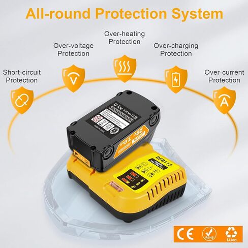 بطارية Lenoya ترقية 7.0Ah 20V مع استبدال شاحن DCB112 لمجموعة شاحن بطارية Dewalt 20V Max in Kuwait