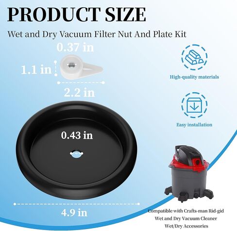صامولة ولوحة فلتر الفراغ 73316 83872 بديلة، متوافقة مع Ridgid Wet Dry Shop Vac Parts VT2565، مجموعة صواميل الفلتر لملحقات المكنسة الكهربائية in Kuwait
