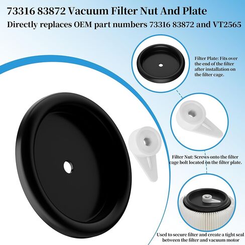 صامولة ولوحة فلتر الفراغ 73316 83872 بديلة، متوافقة مع Ridgid Wet Dry Shop Vac Parts VT2565، مجموعة صواميل الفلتر لملحقات المكنسة الكهربائية in Kuwait