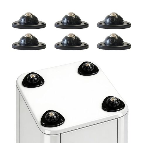 Black Stainless Steel Self Adhesive Caster Wheels - 6 Pack 360° Swivel Mini Rollers for Kitchen Appliances, Trash Cans, Small Furniture, Smooth & Quiet Glide Sticky Pulley in Kuwait