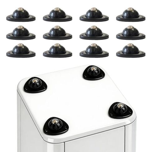 Black Stainless Steel Self Adhesive Caster Wheels - 4 Pack 360° Swivel Mini Rollers for Kitchen Appliances, Trash Cans, Small Furniture, Smooth & Quiet Glide Sticky Pulley (Black-20) in Kuwait