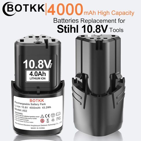 ترقية 2 حزمة 4000 مللي أمبير استبدال لبطارية Stihl 10.8V HSA26 AS2 GTA26 SEA20 مقصات العشب اللاسلكية، متوافقة مع الموديل 45154006500 وأدوات الطاقة اللاسلكية Stihl 10.8V in Kuwait