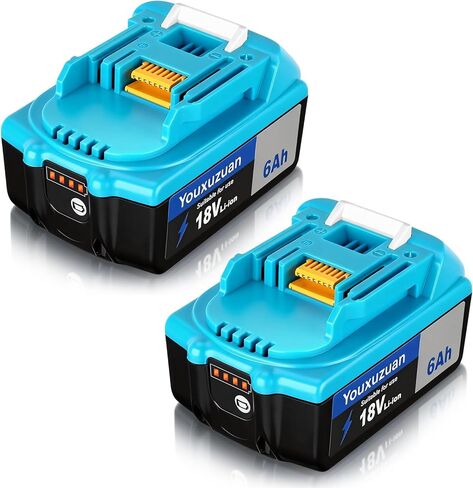2-Pack 6.0Ah Replacement for Makita 18V Battery BL1860B, Replacement Batteries Compatible with Makita BL1860 BL1820 1830B 1840B 1850B, Fit with Original makita 18V Battery Chargers (Blue) in Kuwait