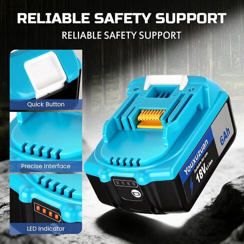 2-Pack 6.0Ah Replacement for Makita 18V Battery BL1860B, Replacement Batteries Compatible with Makita BL1860 BL1820 1830B 1840B 1850B, Fit with Original makita 18V Battery Chargers (Blue) in Kuwait