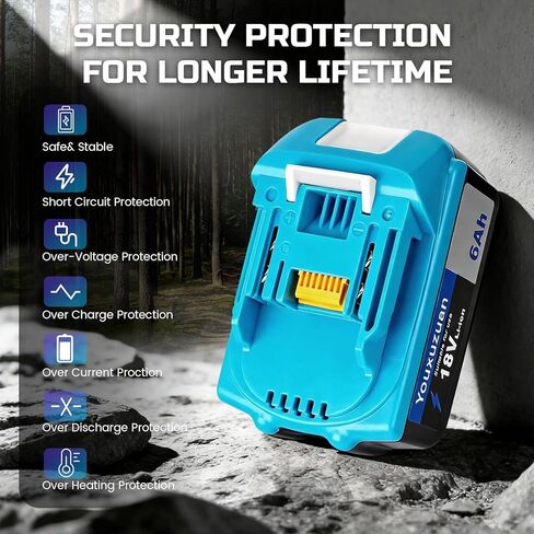 2-Pack 6.0Ah Replacement for Makita 18V Battery BL1860B, Replacement Batteries Compatible with Makita BL1860 BL1820 1830B 1840B 1850B, Fit with Original makita 18V Battery Chargers (Blue) in Kuwait