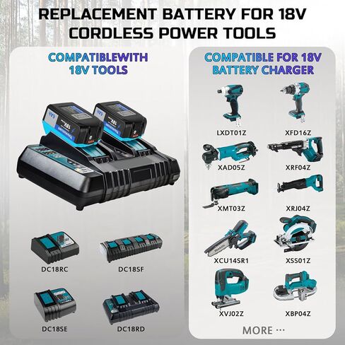 2-Pack 6.0Ah Replacement for Makita 18V Battery BL1860B, Replacement Batteries Compatible with Makita BL1860 BL1820 1830B 1840B 1850B, Fit with Original makita 18V Battery Chargers (Blue) in Kuwait