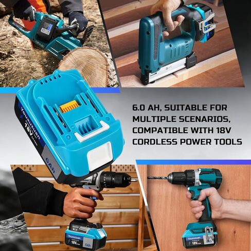 2-Pack 6.0Ah Replacement for Makita 18V Battery BL1860B, Replacement Batteries Compatible with Makita BL1860 BL1820 1830B 1840B 1850B, Fit with Original makita 18V Battery Chargers (Blue) in Kuwait