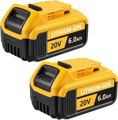 بطارية 6.0 أمبير 20 فولت كحد أقصى لـ Dewalt 2-Pack، متوافقة مع أدوات الطاقة والشواحن Dewalt 20V، بطارية بديلة لـ Dewalt DCB206/205/204/203/201، وقت تشغيل طويل للمقاولين ومواقع العمل الشاقة in Kuwait