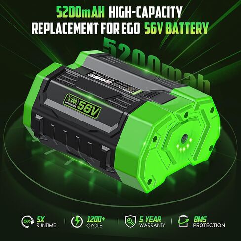 Replacement for EGO 56V Battery 5.2Ah, Compatible with All EGO 56 Volt Lithium-lon Battery Power Tools, for EGO Battery BA5602, BA5600, BA1400T in Kuwait