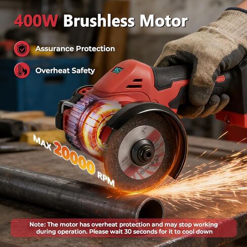 Brushless Cordless Cut-Off Tool for Milw-aukee 18v Battery – 20,000 RPM Mini Angle Grinder with LED Light & Safety Lock, Includes 3" Blades for Metal, Wood, Tile & Plastic (Tool Only) in Kuwait