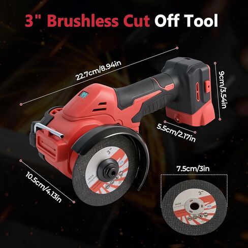 Brushless Cordless Cut-Off Tool for Milw-aukee 18v Battery – 20,000 RPM Mini Angle Grinder with LED Light & Safety Lock, Includes 3" Blades for Metal, Wood, Tile & Plastic (Tool Only) in Kuwait