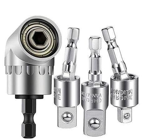 3PCS 360° Universal Socket Adapter Set, Hex Shank to Square Drive Drill Bit Extension Wrench Adapter for Power Tools in Kuwait