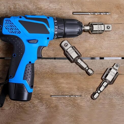 3PCS 360° Universal Socket Adapter Set, Hex Shank to Square Drive Drill Bit Extension Wrench Adapter for Power Tools in Kuwait