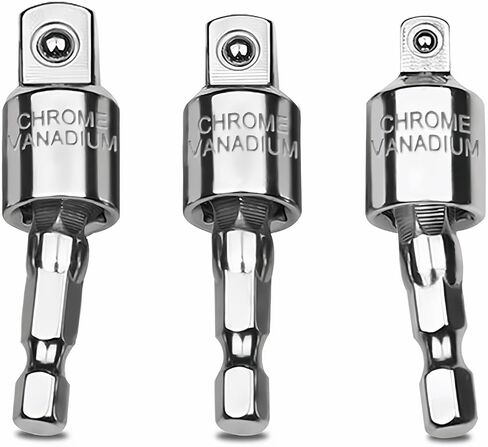 3PCS 360° Universal Socket Adapter Set, Hex Shank to Square Drive Drill Bit Extension Wrench Adapter for Power Tools in Kuwait