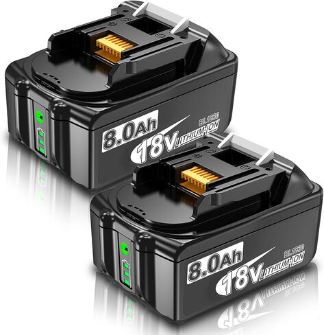 Nonbliep 2Pack 8.0Ah BL1860B 18 فولت استبدال البطارية لبطارية ماكيتا 18 فولت BL1815 BL1860B BL1860 BL1820 BL1830B BL1840B BL1850B BL1815 متوافق مع جميع أدوات ماكيتا 18 فولت LXT® الكهربائية in Kuwait
