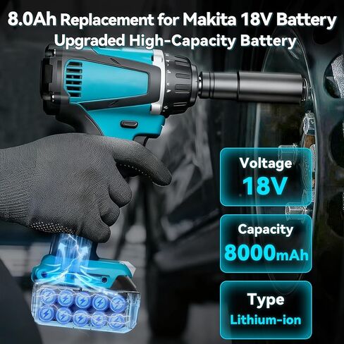 Nonbliep 2Pack 8.0Ah BL1860B 18 فولت استبدال البطارية لبطارية ماكيتا 18 فولت BL1815 BL1860B BL1860 BL1820 BL1830B BL1840B BL1850B BL1815 متوافق مع جميع أدوات ماكيتا 18 فولت LXT® الكهربائية in Kuwait