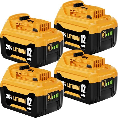 4 حزم 12000 مللي أمبير DCB206 بديلة لبطارية ديوالت 20 فولت ليثيوم أيون متوافقة مع بطارية ديوالت 20 فولت ماكس DCB203 DCB207 DCB208 DCB200 DCD DCF DCG سلسلة أدوات كهربائية لاسلكية in Kuwait