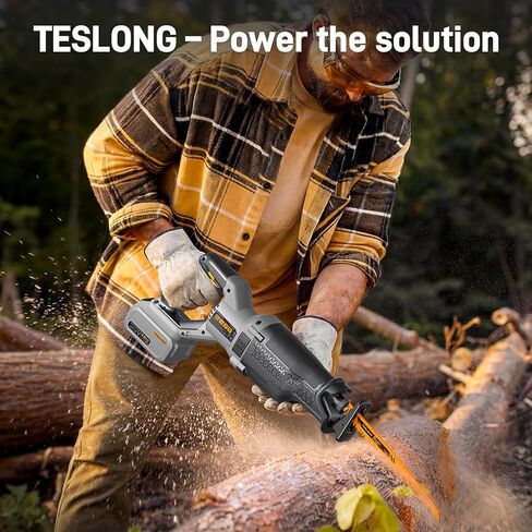 Teslong 20V Brushless Reciprocating Saw, 1-1/4" Stroke, 0–3000 SPM Variable Speed, LED Light, Tool-Free Blade Change, with 4.0Ah Battery in Kuwait