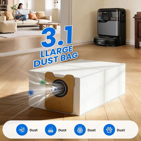 مجموعة قطع غيار مكونة من 28 قطعة لمكنسة eufy Omni C20 Robot، تتضمن فرشتين رئيسيتين، 6 فرش جانبية، 6 مرشحات HEPA، 6 أكياس غبار، 6 وسادات ممسحة وأدوات صيانة - ملحقات إعادة التعبئة الكاملة in Kuwait