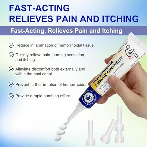 Hemorrhoid & Fissure Ointment with 4% Lidocaine & Phenylephrine HCI – 42.5g Comforting Care Cream for Internal & External Areas – Helps Soothe Irritation & Support Daily Comfort（1-Pcs in Saudi Arabia