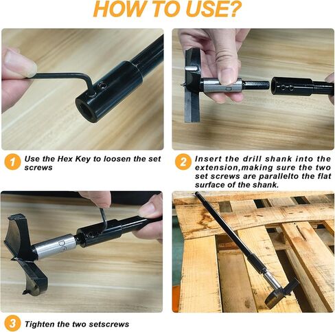 10 Inch Forstner Drill Bit Extension for 3/8" Hex Shank, Hole Saw Extension Chuck, for Adding Over 8-1/2 inches of Drilling Depth in Kuwait