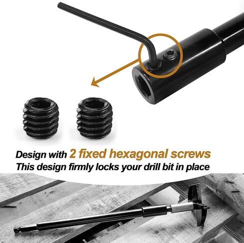 10 Inch Forstner Drill Bit Extension for 3/8" Hex Shank, Hole Saw Extension Chuck, for Adding Over 8-1/2 inches of Drilling Depth in Kuwait