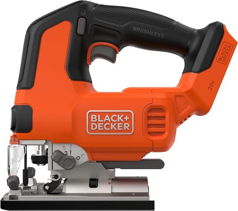 BLACK+DECKER 20V MAX POWERCONNECT Cordless Brushless Jig Saw with Two Blades for Wood, Plastic and Metal, Dust Port, 1 In. Stroke, Variable Speed Trigger, LED Light, Battery Not Included (BLJS78B) in Saudi Arabia
