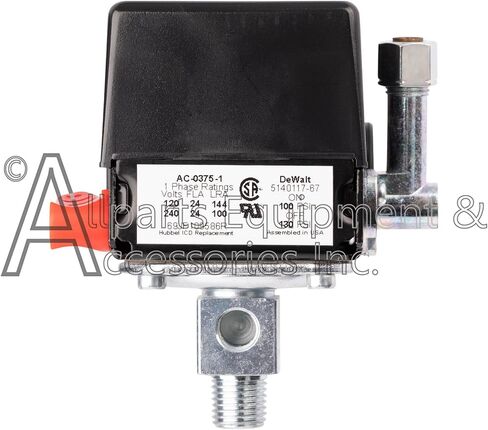 مفتاح ضغط AC-0375 1/8 بوصة NPT منفذ خاص 100-130 رطل لكل بوصة مربعة ثنائي القطب 120-240 فولت متوافق مع وحدات ضاغط الهواء Craftsman وDeWALT وDeVilbiss وPorter Cable in Kuwait
