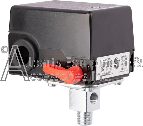 مفتاح ضغط AC-0375 1/8 بوصة NPT منفذ خاص 100-130 رطل لكل بوصة مربعة ثنائي القطب 120-240 فولت متوافق مع وحدات ضاغط الهواء Craftsman وDeWALT وDeVilbiss وPorter Cable in Kuwait