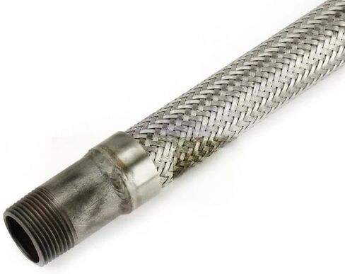 HCS-1012 Stainless Steel Compressed Air Metal Flex Hose - for Air Compressed Parts Replacement - Stainless steel flex tubing adapter hose/Compressor Air Line Flex Hose - 1" x 12" 1500° F 300 PSI Max in Kuwait