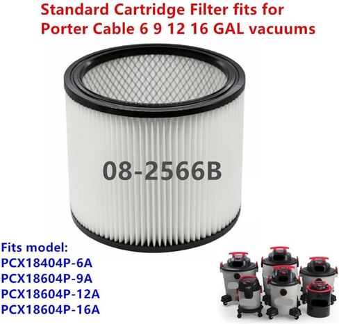2 PACK Amigriki 08-2566B Replacement standard Cartridge vacuum HEPA Filter Compatible with Porter Cable 6,9,12,16 GAL wet/dry PCX18404P-6A PCX18604P-9A vacuum Cleaner parts in Kuwait