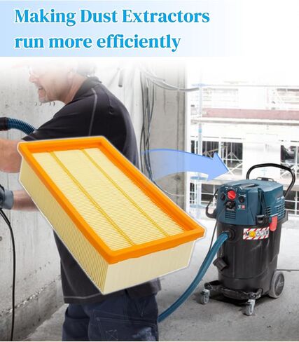 فلتر ورق مطوي مسطح VF100 متوافق مع ماكينات استخراج الغبار Bosch VAC090S وVAC090A وVAC140S وVAC140A، مصمم للاستخدام الجاف in Kuwait