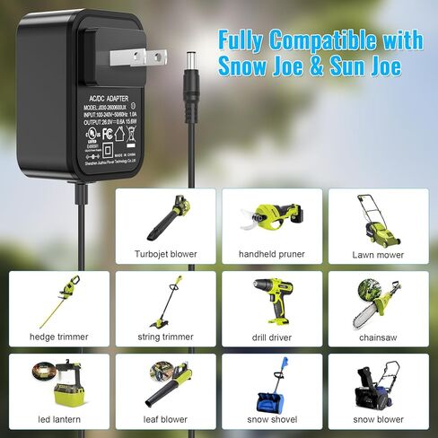 24V Quick Charger for Snow Joe & Sun Joe 24V Battery, 24VCHRG-QC iON+ Charger for iBAT24 & 24VBAT Series Batteries, iBAT24-LT, iBAT24-XR, 24VBAT-LTE, 24VBAT-XR AC Adapter in Kuwait