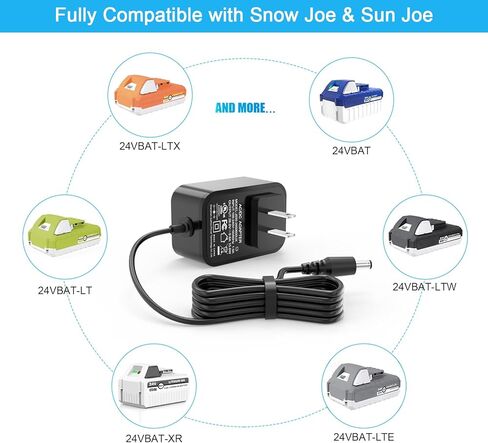 24V Quick Charger for Snow Joe & Sun Joe 24V Battery, 24VCHRG-QC iON+ Charger for iBAT24 & 24VBAT Series Batteries, iBAT24-LT, iBAT24-XR, 24VBAT-LTE, 24VBAT-XR AC Adapter in Kuwait