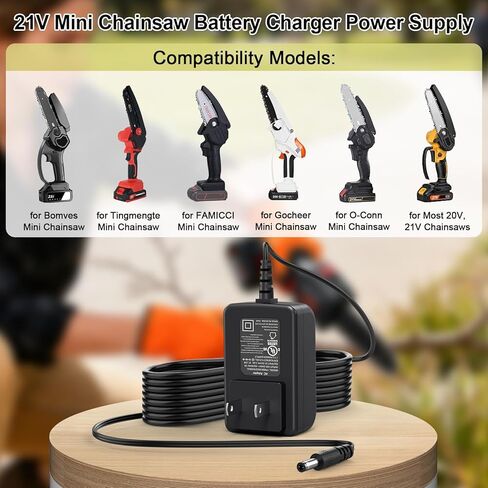 21V AC/DC Adapter Charger for Bomves, for Tingmengte, for FAMICCI, for Gocheer, for O-Conn Mini Chainsaw Power Tools DC21V 1.0Ah Lithium-ion Battery Charger Power Supply Cord with UL Listed in Kuwait