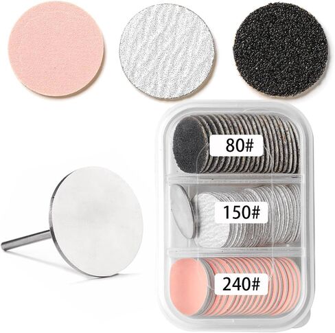 60pcs Sanding Paper Discs with 25mm Metal Nail Drill Bits,240# Grits for Manicure Pedicure,Nail Drill Foot Files Electric Remover Dead Skin Callus Tool (Pink) in Kuwait