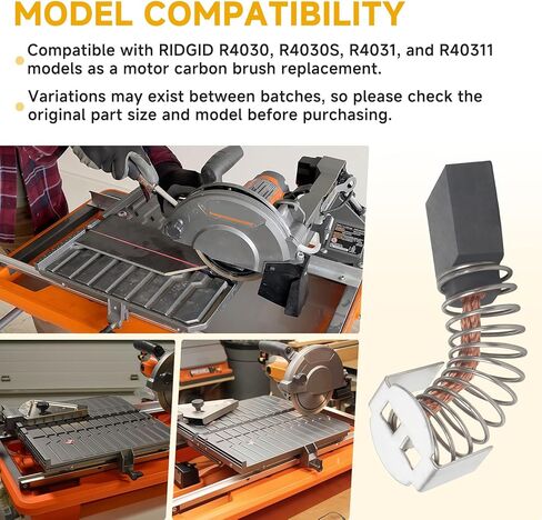 مجموعة فرشاة كربون 291131002 متوافقة مع منشار البلاط RIDGID R4030 / R4030S، قطعة بديلة للسيراميك والرخام وأدوات قطع الحجر لصيانة المحرك in Kuwait