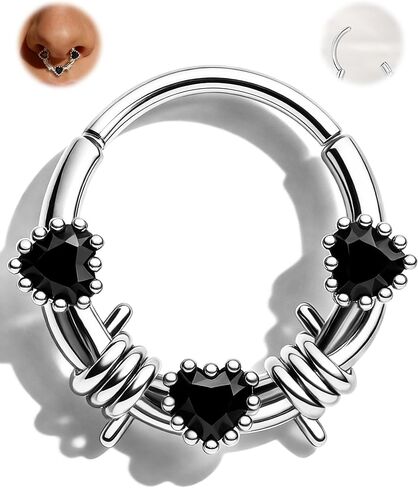 Jewseen 16G Red Rose Septum Rings 316L Surgical Steel Septum Piercing Jewelry 8MM 10MM Thorn Daith Piercing Jewelry Stainless Steel Helix Daith Earring for Women in Saudi Arabia