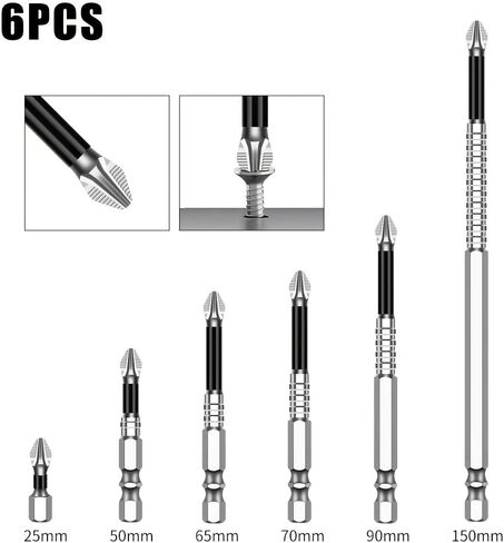 1set 6pcs High Hardness Metal Strong Magnetic Precision Screwdriver Bits-Non-Slip Cross Torx,Magnetic Tip for Electric Drills (silver) in Saudi Arabia